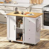 Rolling Kitchen Island Cart With Folding Drop Leaf