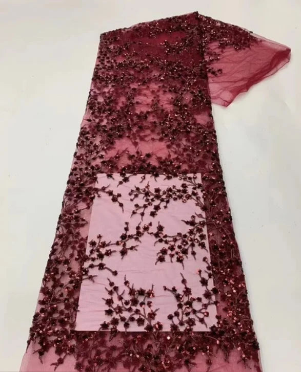 Green French Sequins Net Lace Fabric 2023 High