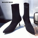 Socks Boots Women Stretch Fabric Elastic Stilettos Heel