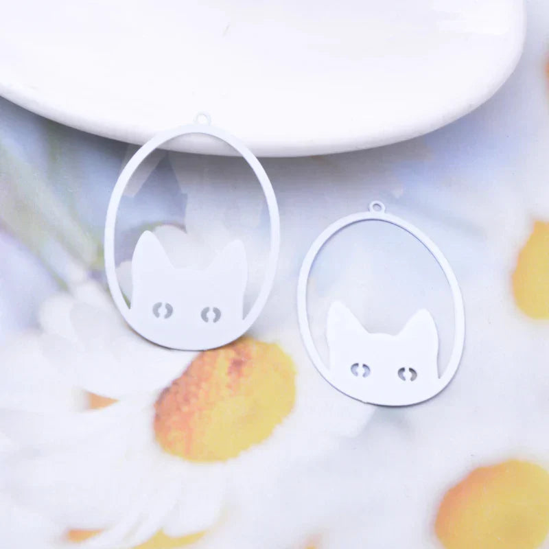 30pcs AD3485 Filigree ovalshaped Eyes Of Cat Charms