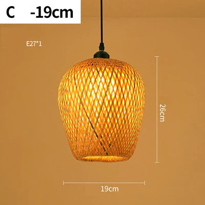 Bamboo Pendant Lamp Hand Knitted Chinese Style Weaving