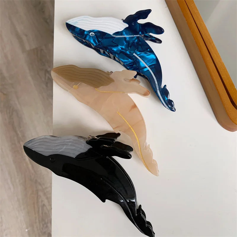 Blue Whale Hair Claw Acetate Hair Clips For