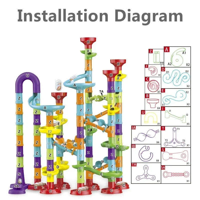 50/197Pcs Children Diy Game Marble Run Race Track