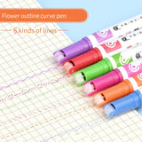 1/6Pcs/set Kawaii Flowers Line Shaped Highlighter Pens Roller