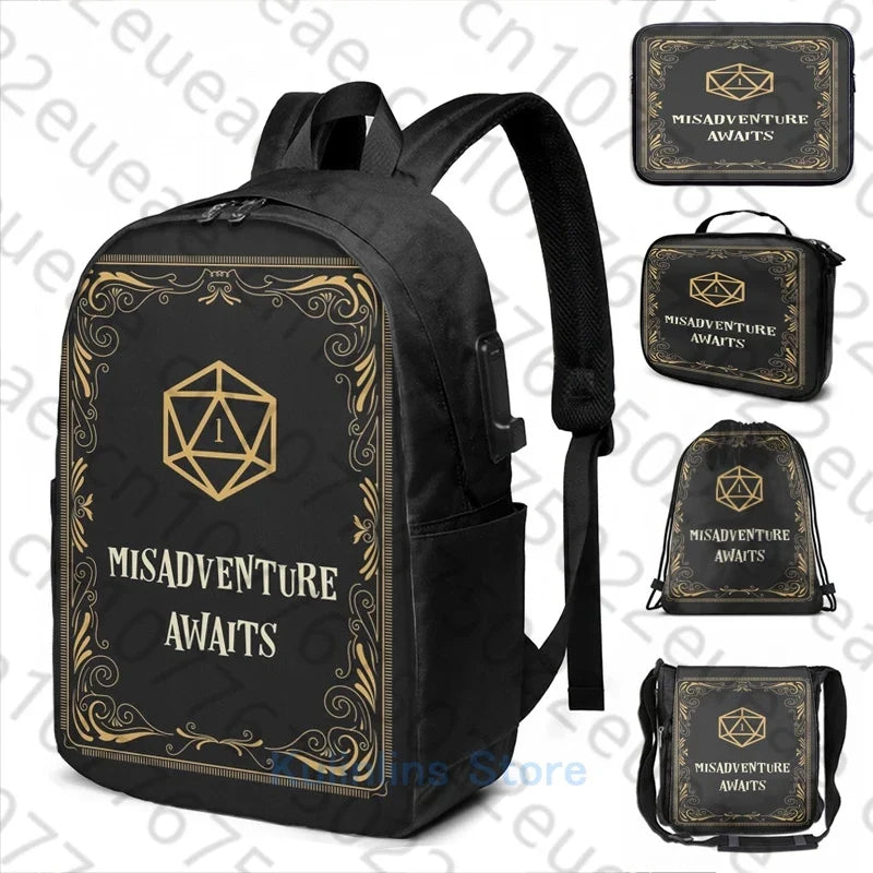 Funny Graphic print Misadventure Awaits D20 Dice Tabletop