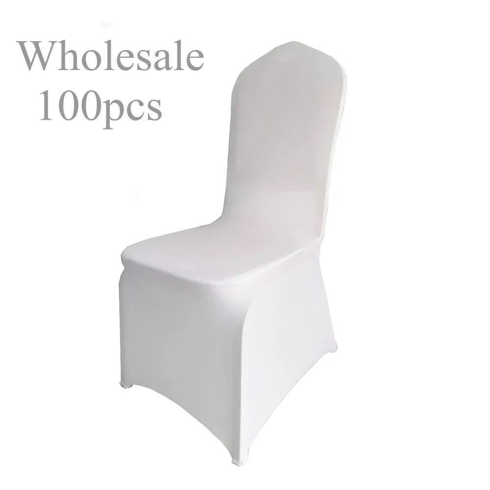 100/200pcs White Wedding Chair Cover Polyester Spandex for