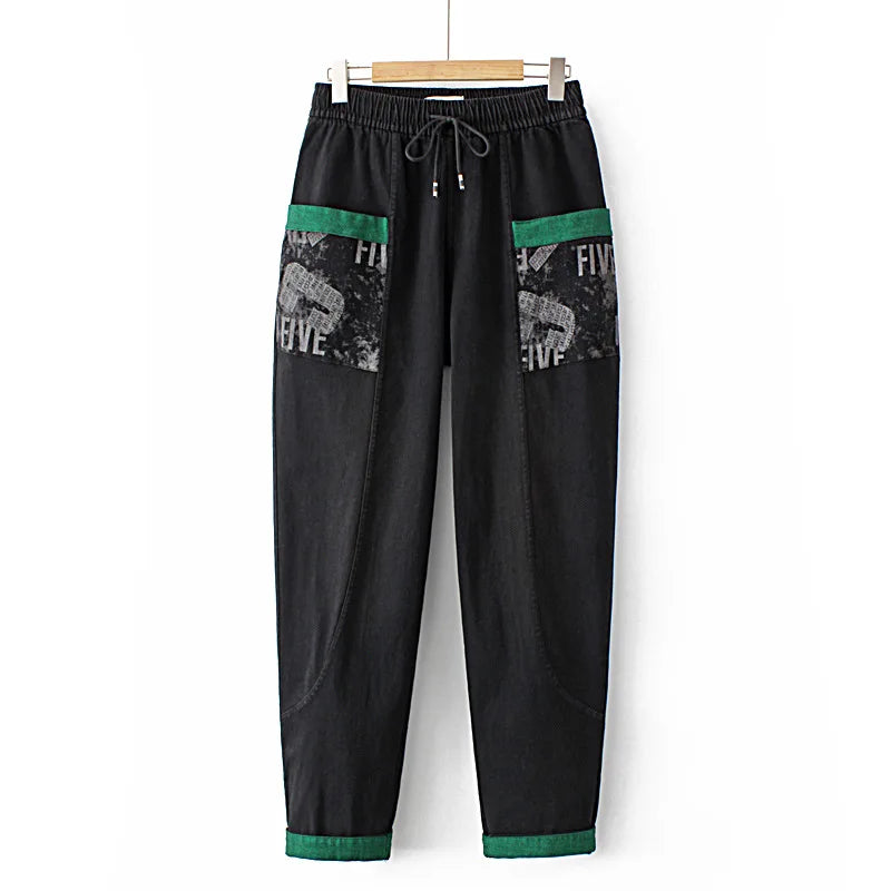 Plus Size Jeans Womens Clothing Fall Letter Print