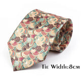 Vintage Floral Geometric Print Necktie Unique Style Mens