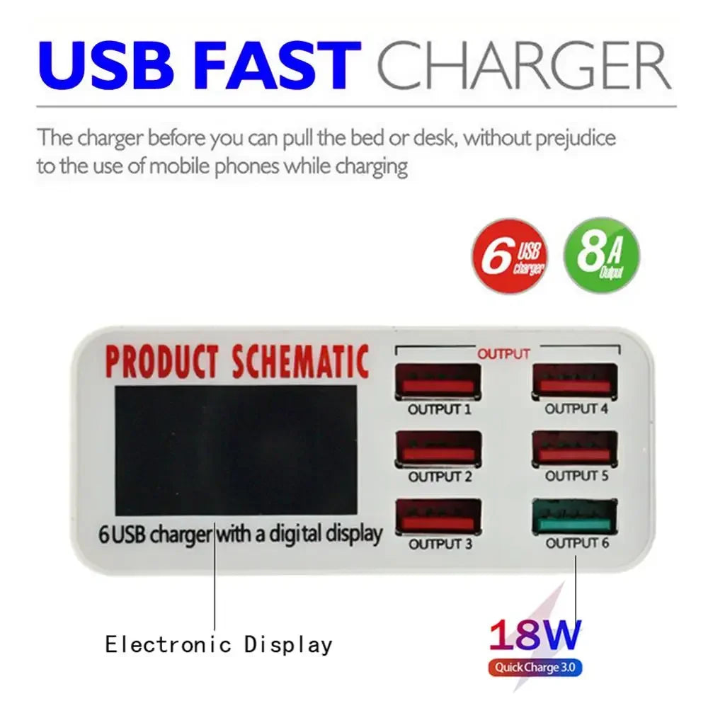 8A QC3.0 USB Charger with LCD Display 6