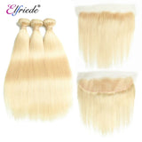 Elfriede #613 Blonde Straight Bundles with Frontal Brazilian