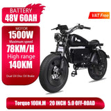 ZPW Black Warrior 1500W Motorbikes 48V 60AH Ebike