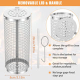 Stainless Steel BBQ Grill Basket Set Cylinder Barbecue