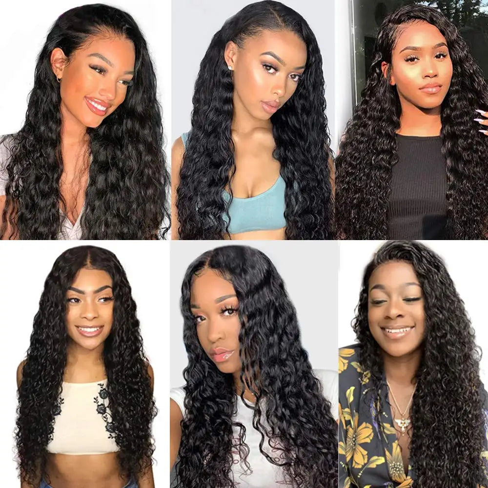 Water Wave Human Hair Bundles With 4x4 Lace