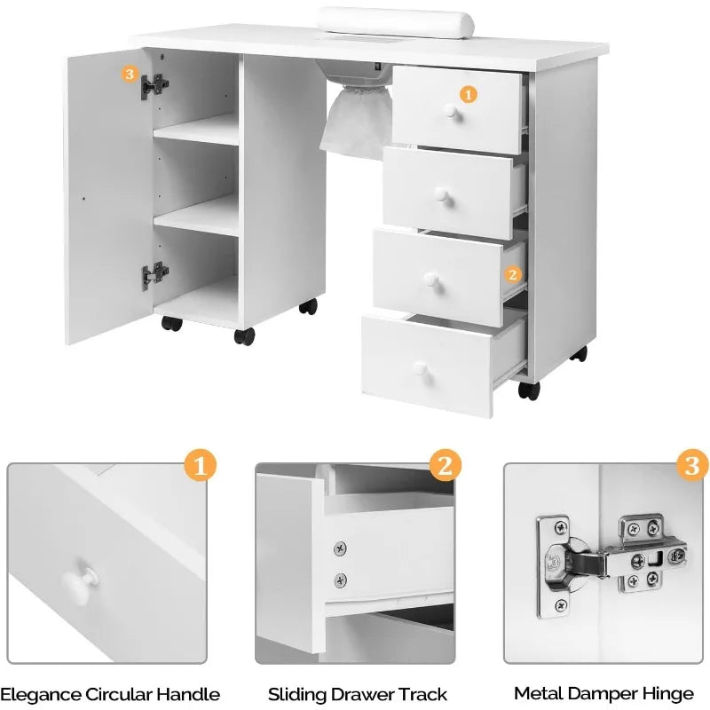 Manicure Table Nail Desk for Nail Tech, Nail