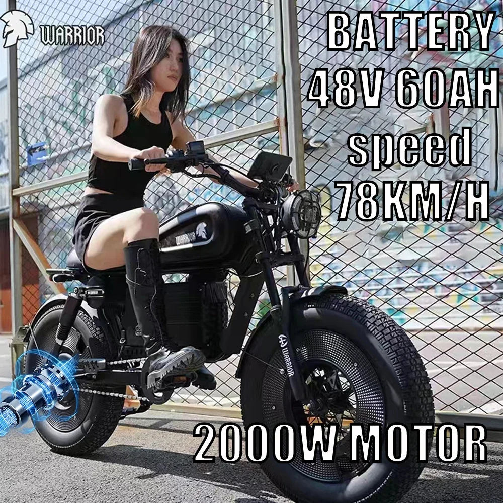 ZPW Black Warrior 1500W Motorbikes 48V 60AH Ebike