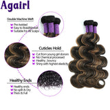 1B27 Highlights Blonde Body Wave Bundles With Frontal