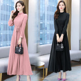 Plus Size Spring Autumn Women Maxi Dresses Female