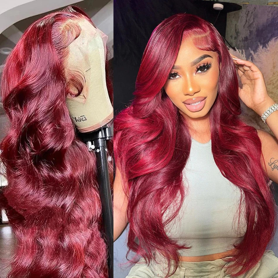99j Burgundy Lace Front Human Hair Wig 13x4