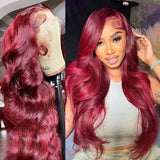 99j Burgundy Lace Front Human Hair Wig 13x4