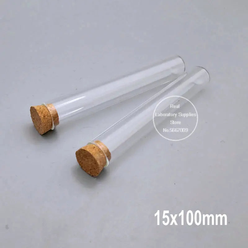 50pcs/lot Clear Lab Glass Test Tube with Cork