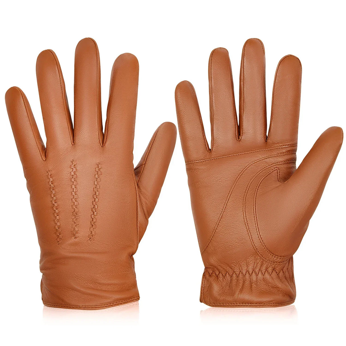 BISON DENIM Sheepskin Leather Gloves for Men Winter