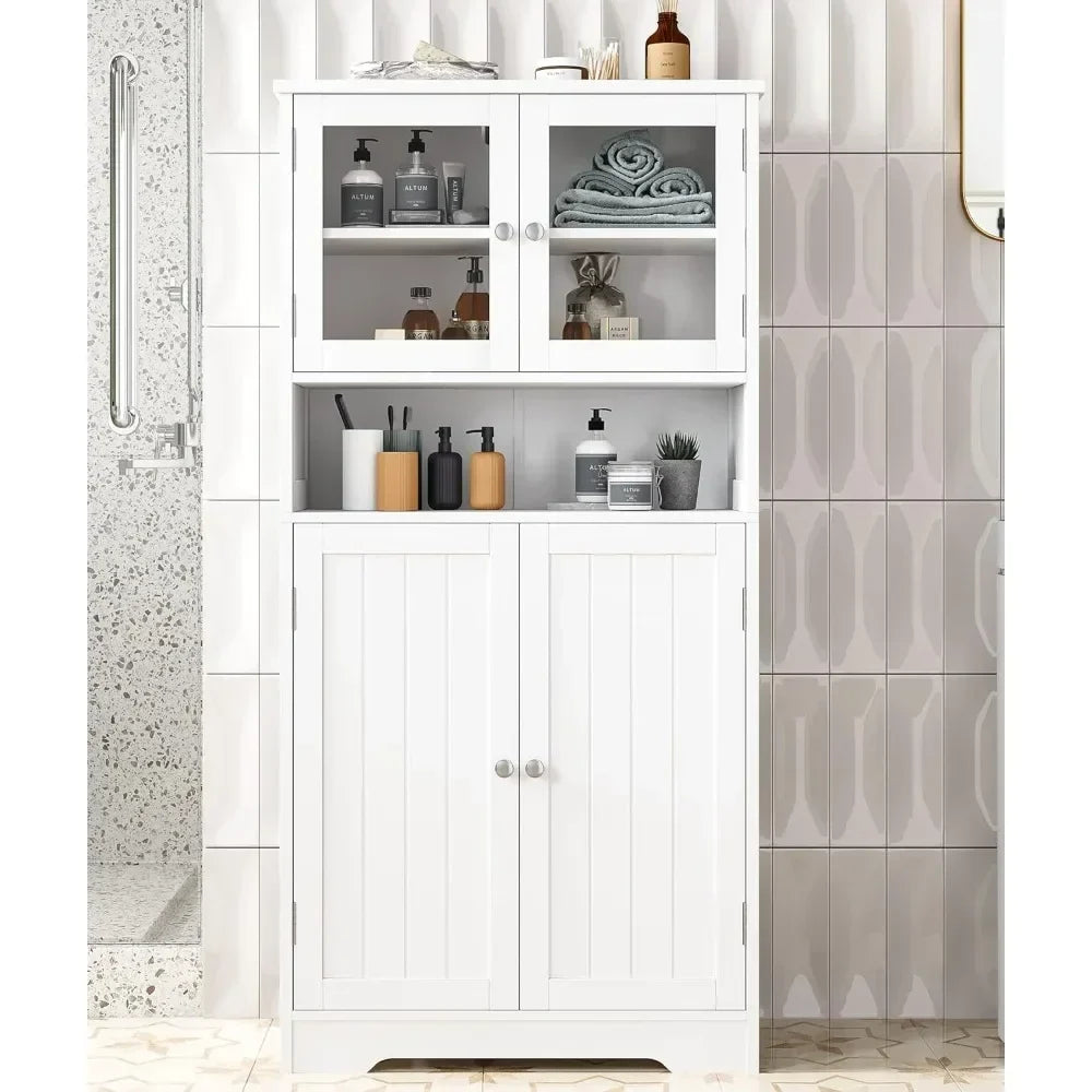 Bathroom cabinet, independent floor standing cabinet with open