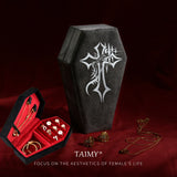 TAIMY Gothic Velvet Jewelry Coffin Shape Ring Necklace