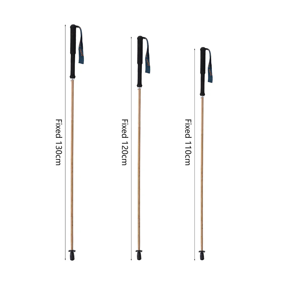 Bamboo Trekking Poles Carbon Fiber Hiking Sticks Portable