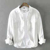 HIQOR New Mens Vintage Shirt Male Lone Sleeve