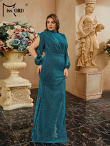 Missord Glitter Green Plus Size Prom Dress Women