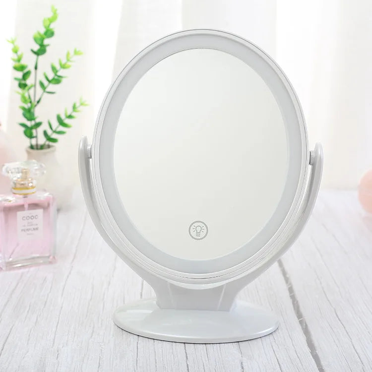 Makeup Mirror with Light Double-Sided 1X/7X Magnifying Mirror USB Rechargeable 360° Rotating Freestanding LED Mirror Makeup