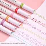 1/6Pcs/set Kawaii Flowers Line Shaped Highlighter Pens Roller