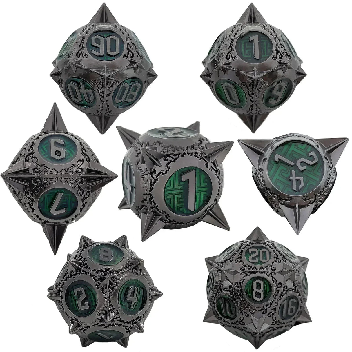 7pcs Solid Metal Dice Beautiful and Finely Crafted