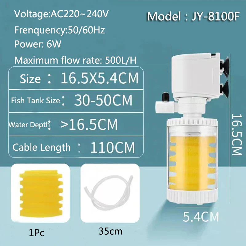 220~240V 3in1Ultra-Quiet Submersible Aquarium Water Pump Water Fountain