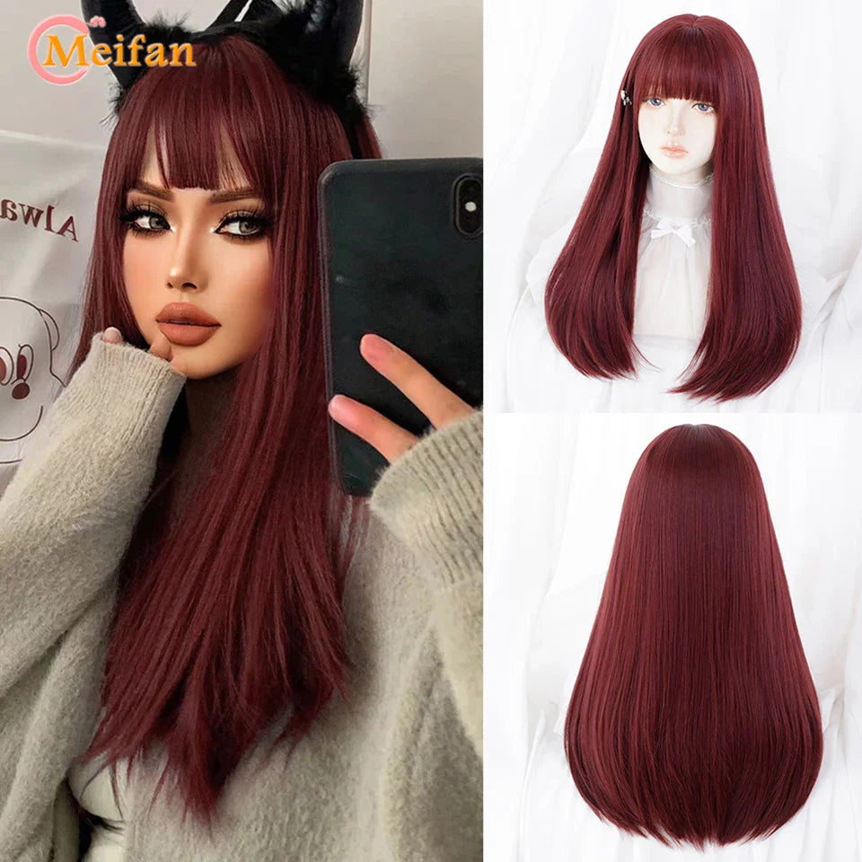 MEIFAN Long Lolita Ombre Harajuku Wig With Bang