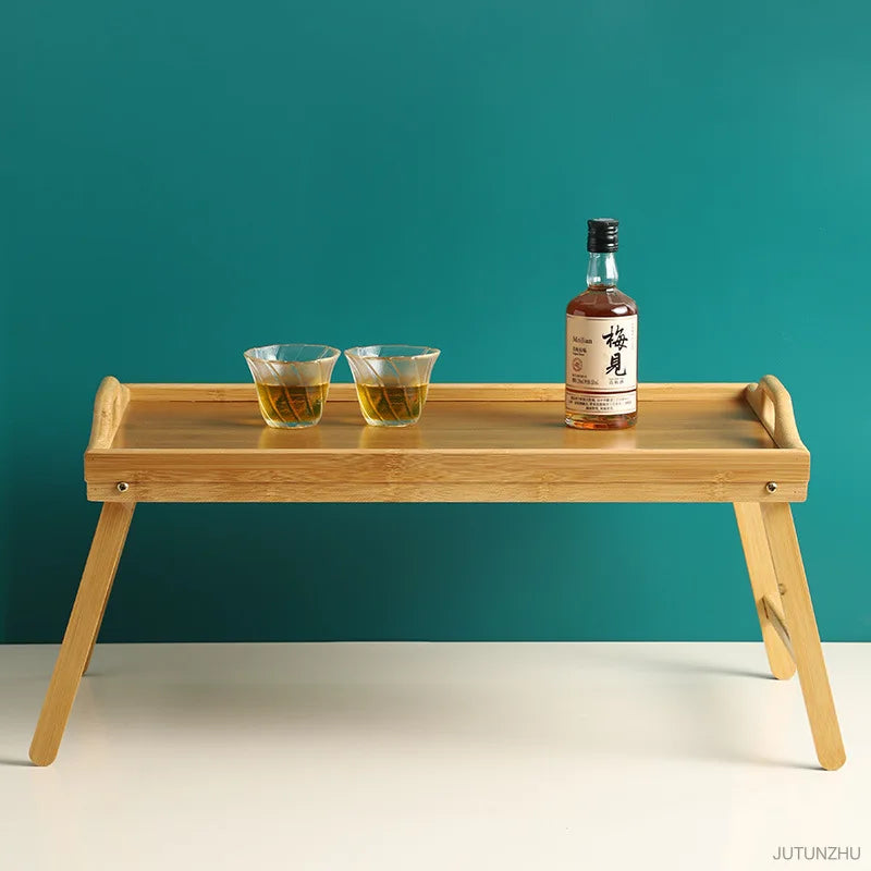 Portable Natural Bamboo Bed Tray Breakfast Laptop Desk