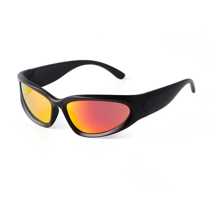 Trendy Silver Rectangle Sport Sunglasses Men Women Brand