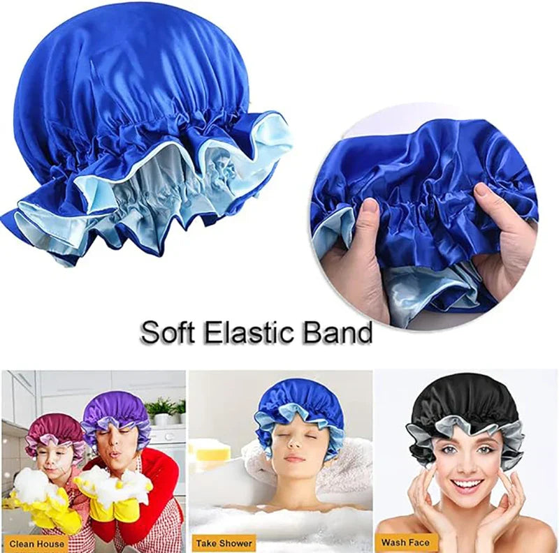New Women Reversible Satin Bonnet Hair Caps Double