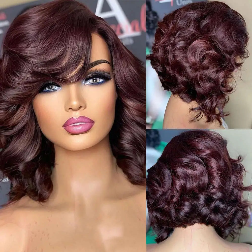 Honey Blonde Lace Front Wig Human Hair Burgundy