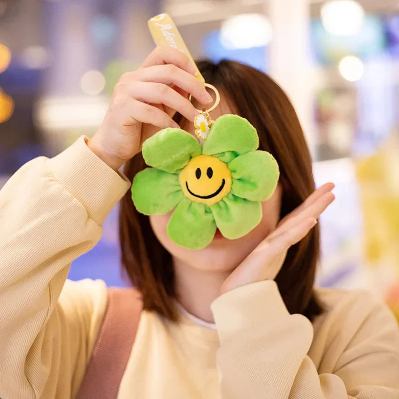 15cm Smiling Sunflower Plush Pendant Colorful Plant Flower