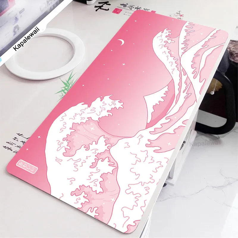 Black and White Wave Art Mouse Pad XXL