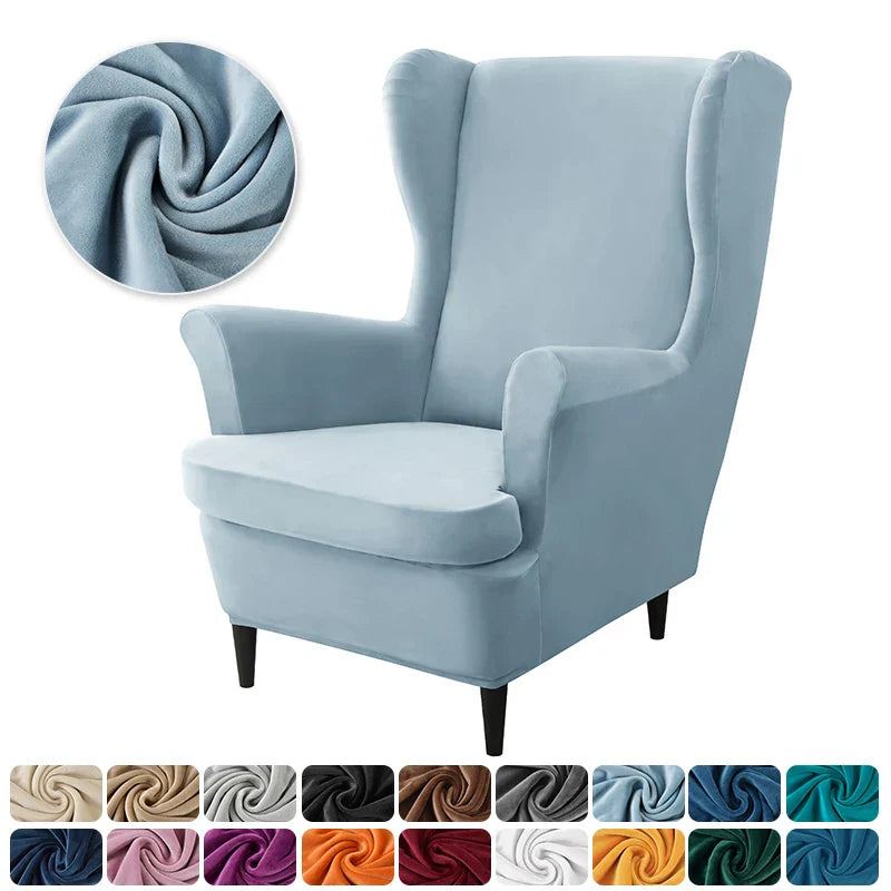 Velvet Wingback Chair Covers Stretch Wing Armchair Cover