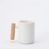 Nordic Wooden Handle Ceramic Porcelain Mug Coffee Cups