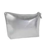 New Fashion Silver Soft Leather Clutch Cosmetic Bag Travel Portable Bathroom Organizer Storage Makeup Bag Toilet Bag Pouch