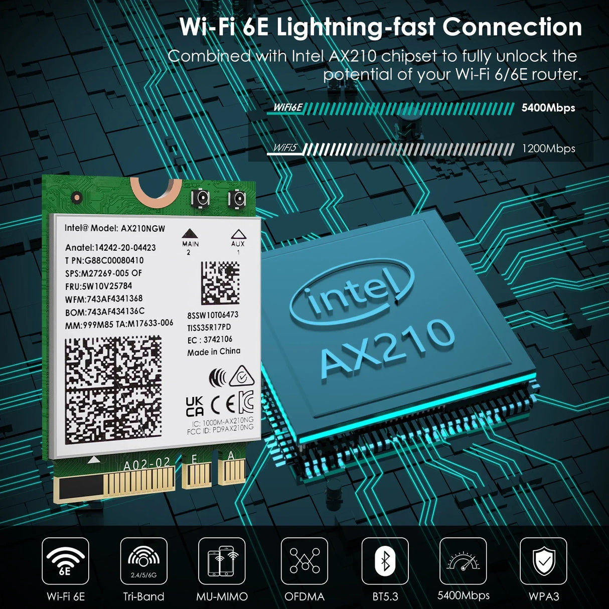 WAVLINK Powerful WiFi 6E Wireless Card Intel AX210