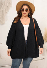 Plus Size Autumn Winter Midi Knitted Cardigan Women