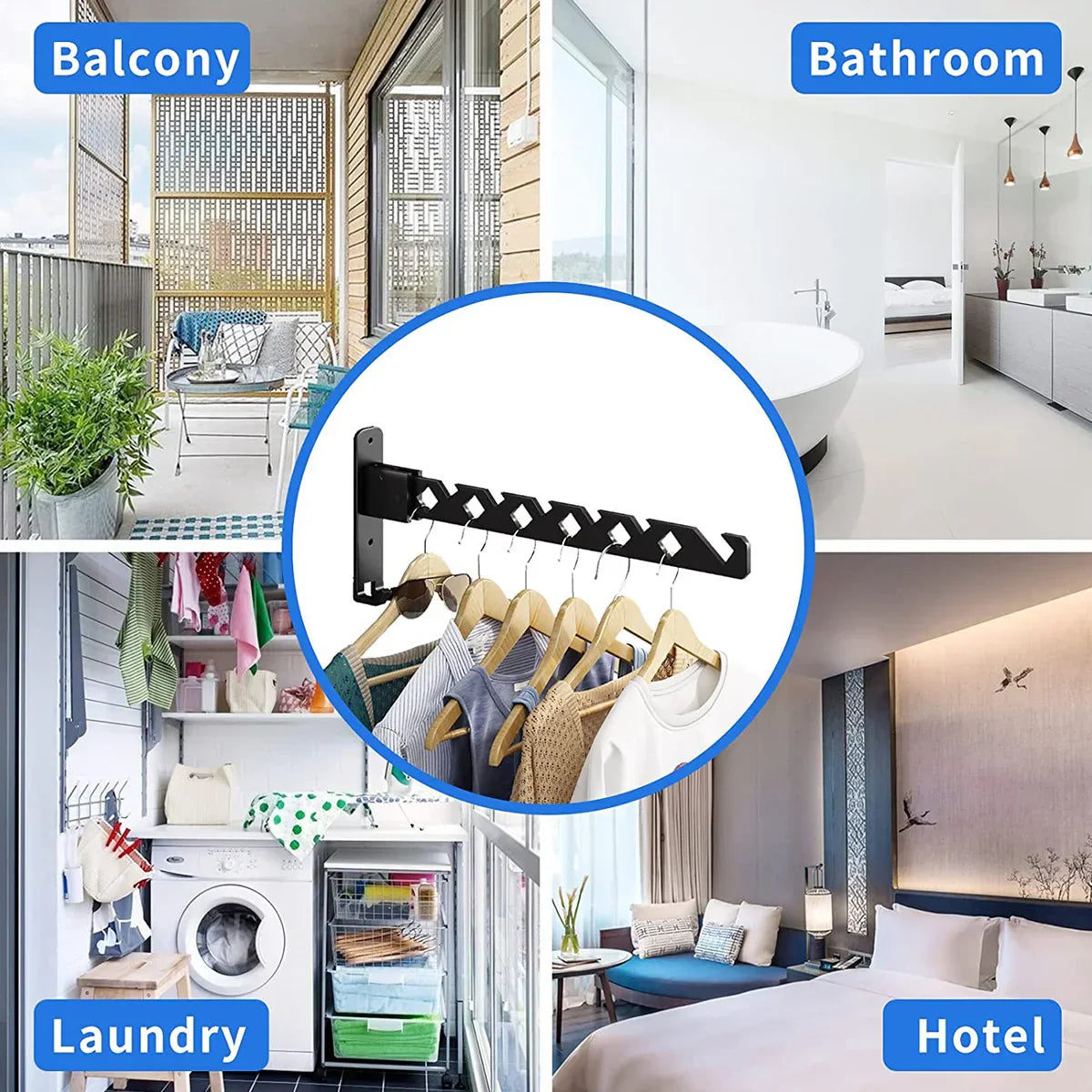 Clothes Drying Rack Adjustable Angle Clothes Hanger Wall-mounted