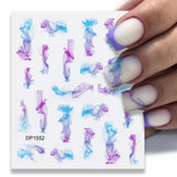 Purple Marble Nails Stickers Smoke Design Manicure Decals