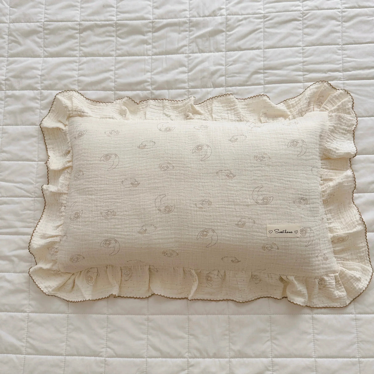 Cotton Muslin Baby Pillowcase Floral Print Newborn Pillow