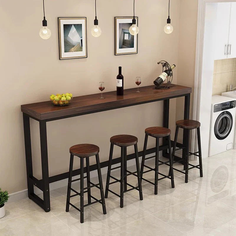 Wrought Iron Solid Wood Home Bar Table Long